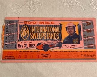 1962 Indy Race Ticket