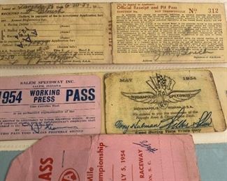 Collection Of 1954 Press, Pit and Observation Deck Passes