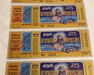 Four 1956 Indy International 500 Sweepstakes Tickets
