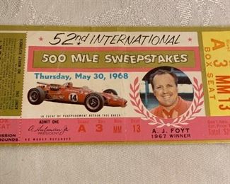 Single 1968 Indy Race Ticket