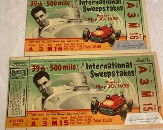 Two 1955 Indy International 500 Mile Sweepstakes Tickets