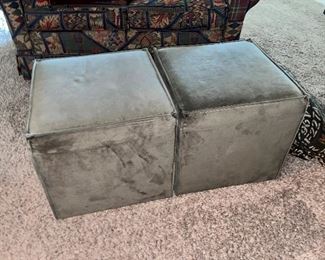 Two suede storage Ottomans cubes