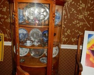 Antique curved front china cabinet