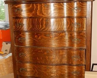 Tiger oak chest of drawers