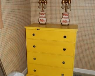 Yellow chest of drawers (one of a pair)