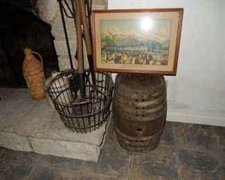 Antique barrel, etc