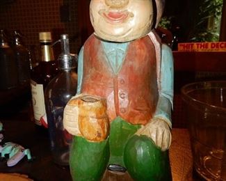 Carved wood bottle holder