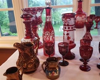 Antique glass and pottery