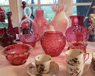 Antique cranberry glass and Herend