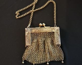 Antique sterling silver mesh handbag