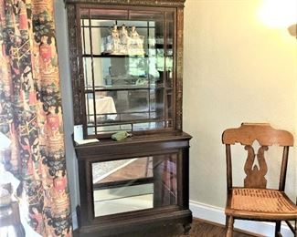 Antique inlaid mahogany curio cabinet 