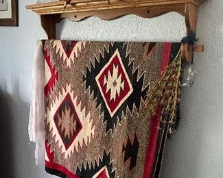 Oak Wall Shelf, Navajo Blanket