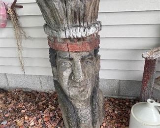 Hand Carved Wooden Indian Head