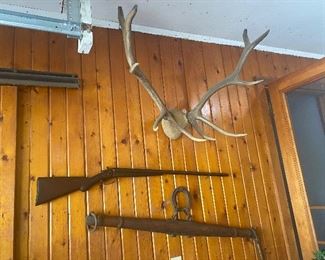 Elk Rack Mount, N. R. Davis & Sons Double Barrel Shot Gun