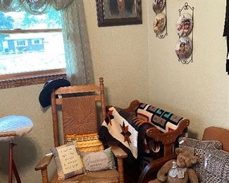 Wooden Rocker, Quilt Rack, Home Decor
