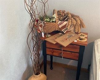 Southwest Vase with decorative sticks, Night Stand, Decor