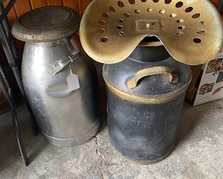 Vintage Milk Can, Vintage Milk Can w/ Tractor Seat