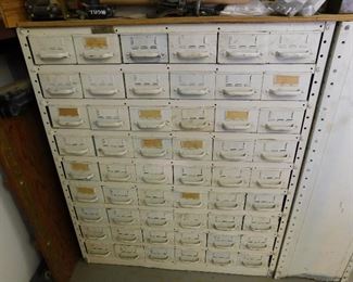 Vintage EQUIPTO Industrial tool boxes, 48 drawer. Some sold empty, some with contents.