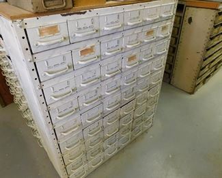 Vintage EQUIPTO Industrial tool boxes, 48 drawer. Some sold empty, some with contents.