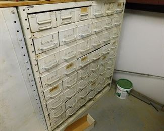 Vintage EQUIPTO Industrial tool boxes, 48 drawer. Some sold empty, some with contents.