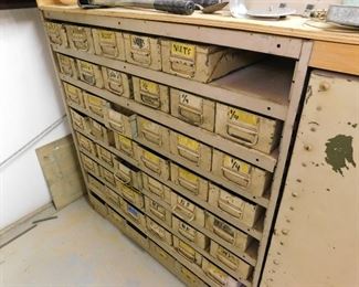 Complete Industrial 42 drawer tool drawer. (we have the missing drawer from the photos) Drawers are sold as a unit and full of items.