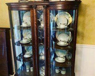 Beautiful china hutch with curved glass doors - top can be removed.