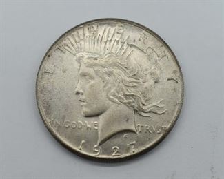 AU/UNC 1927 Peace Silver Dollar