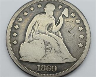 1869 $1 Seated Liberty