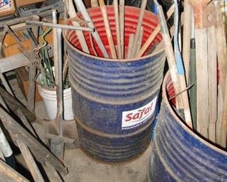 Burn barrels, yard tools