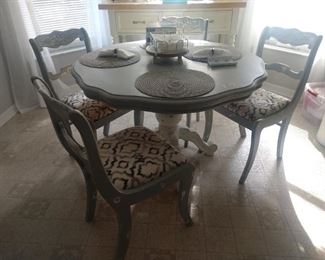My favorite  cozy table & 4 chairs  (wet distress look) 