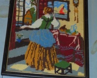 Framed needle point Ms Cratchit