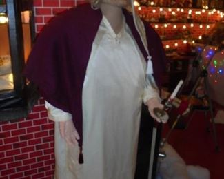 Life size handmade Scrooge in night gown w/glasses