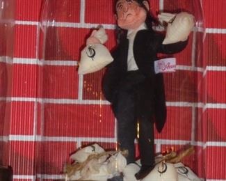 Glass domed 'Annalee' Scrooge w/money bags # 2015