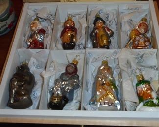 Vintage 8 Christmas Carol ornaments NIB