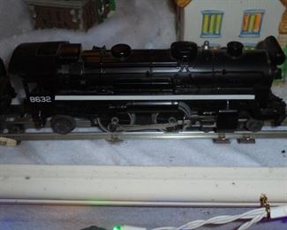 Lionel Steam Locomotive w/whistle & coal car/box car/caboose