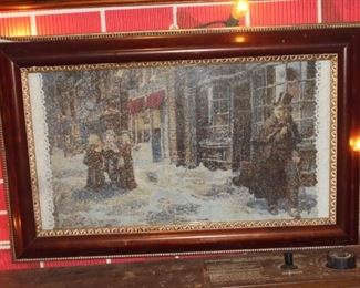 Cross stitch framed street scene
