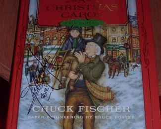 Signed Chuck Fisher pop up Christmas Carol book
