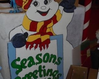 3 1/2' tall Ms Snowman  wooden