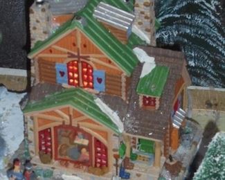 Lit green roof house