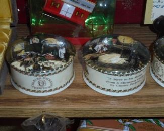 5 porcelain trinket boxes: Scrooge & Cratchit