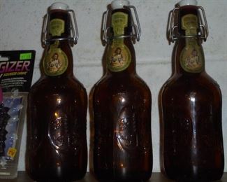 3 - Grolsch brown beer bottles