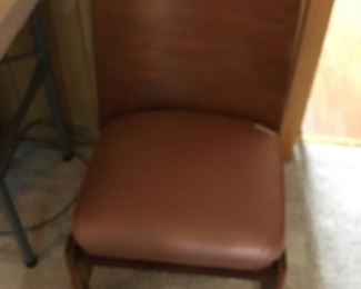 Vintage Chair - wood curved back with leather seat