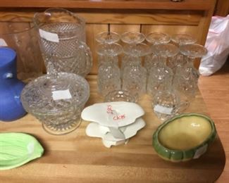 Glasses & pitcher  + plus collectibles