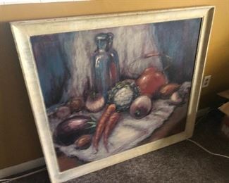 Huge wall oil painting ( cover up that hole in the wall with fruit) $100
