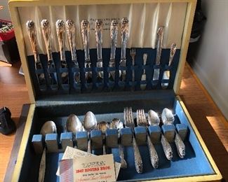 Although Not Sterling
A stunning set of very vintage table ware in storage box $ 75.00