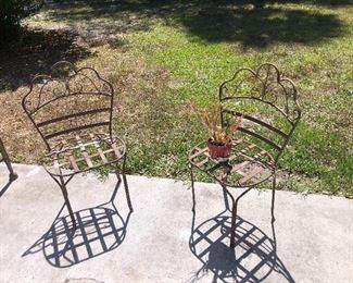 Pair of vintage  wrought iron chairs $75