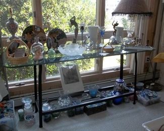 6' glass & cast iron table