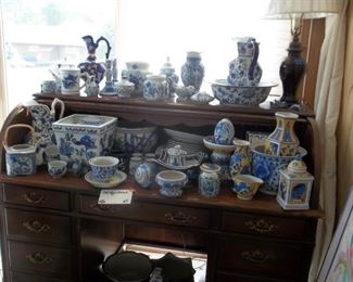 roll top desk & pottery