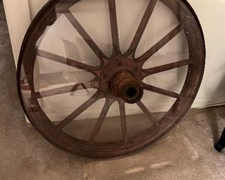 Antique metal wheel $100