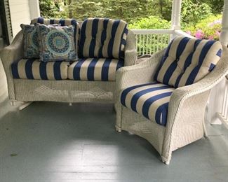 Outdoor wicker glider and arm chair 
